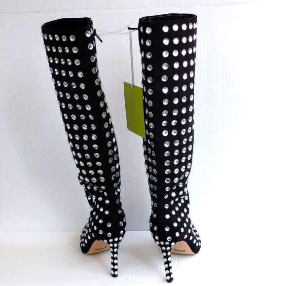 Gianni Bini knee high rhinestone boots, size 6M, pointed heels, Taylor Swift - Picture 3 of 8